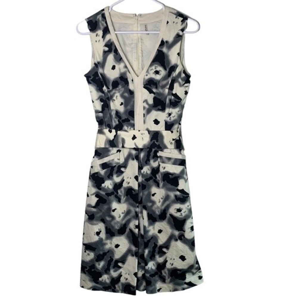 Badgley Mischka Black White Sleeveless A-Line Knee Length Dress Size 4 Women